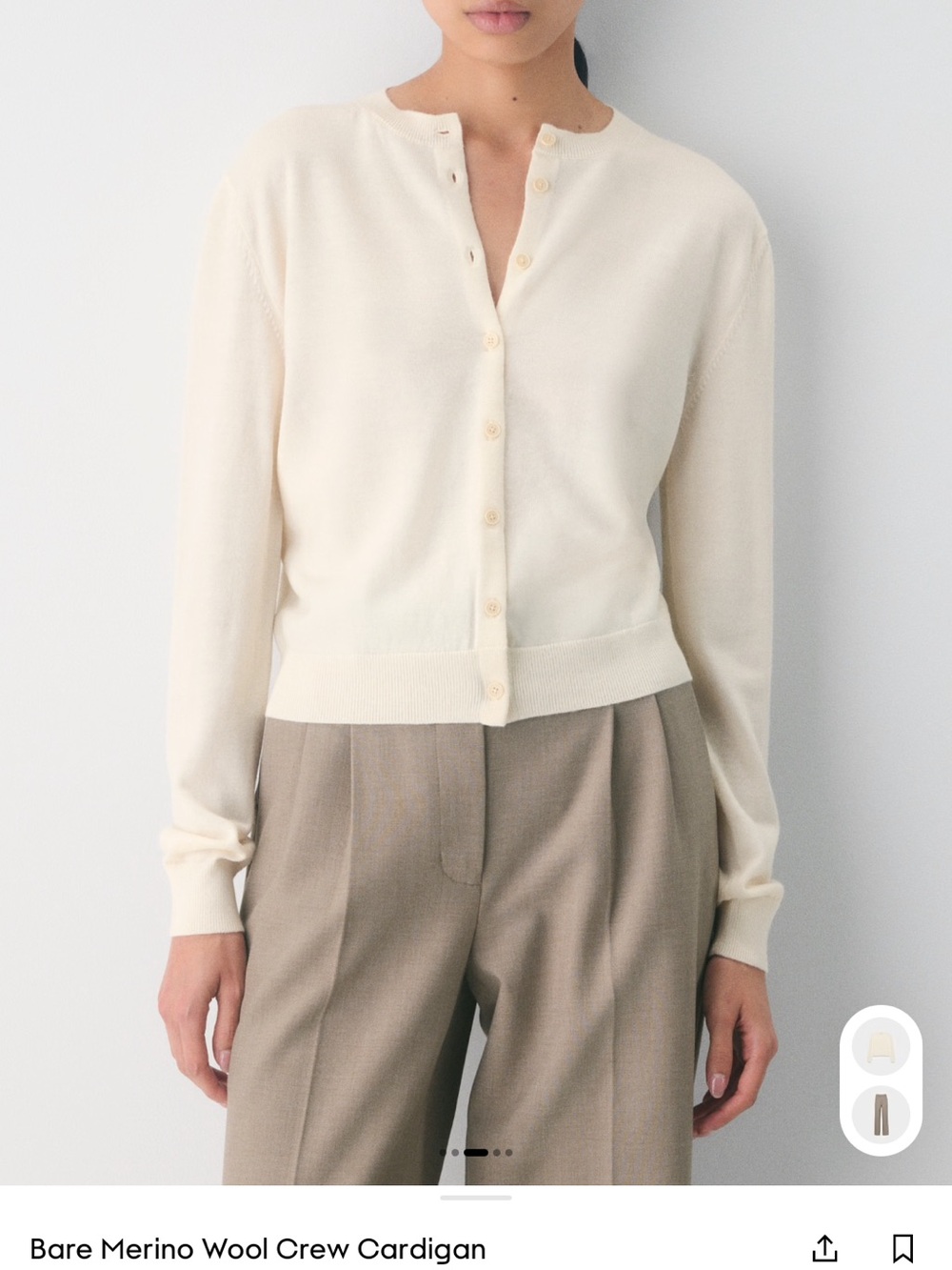 Aritzia Merino Wool Cardigan Light Birch - Picture 9 of 9